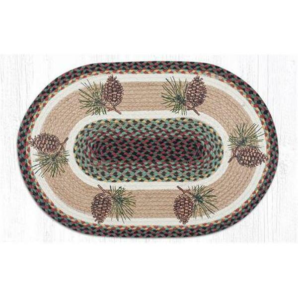 Capitol Importing Co Area Rugs, 3 X 5 Ft. Jute Oval Pinecone Patch 88-35-081P